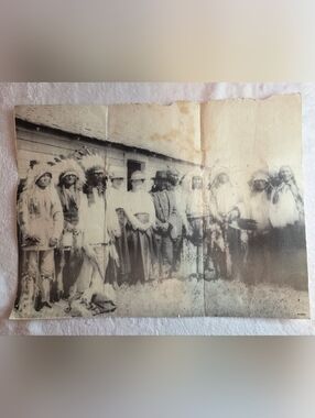 Vintage Native American Group Photo Print (1990) – Rustic / Western Decor